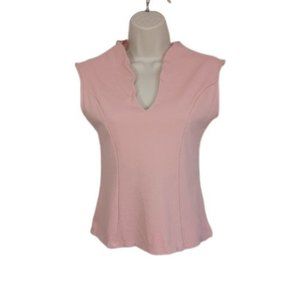 Leyvas Blouse Womens Medium Pink Sleeveless V-Neck Top Back Zip